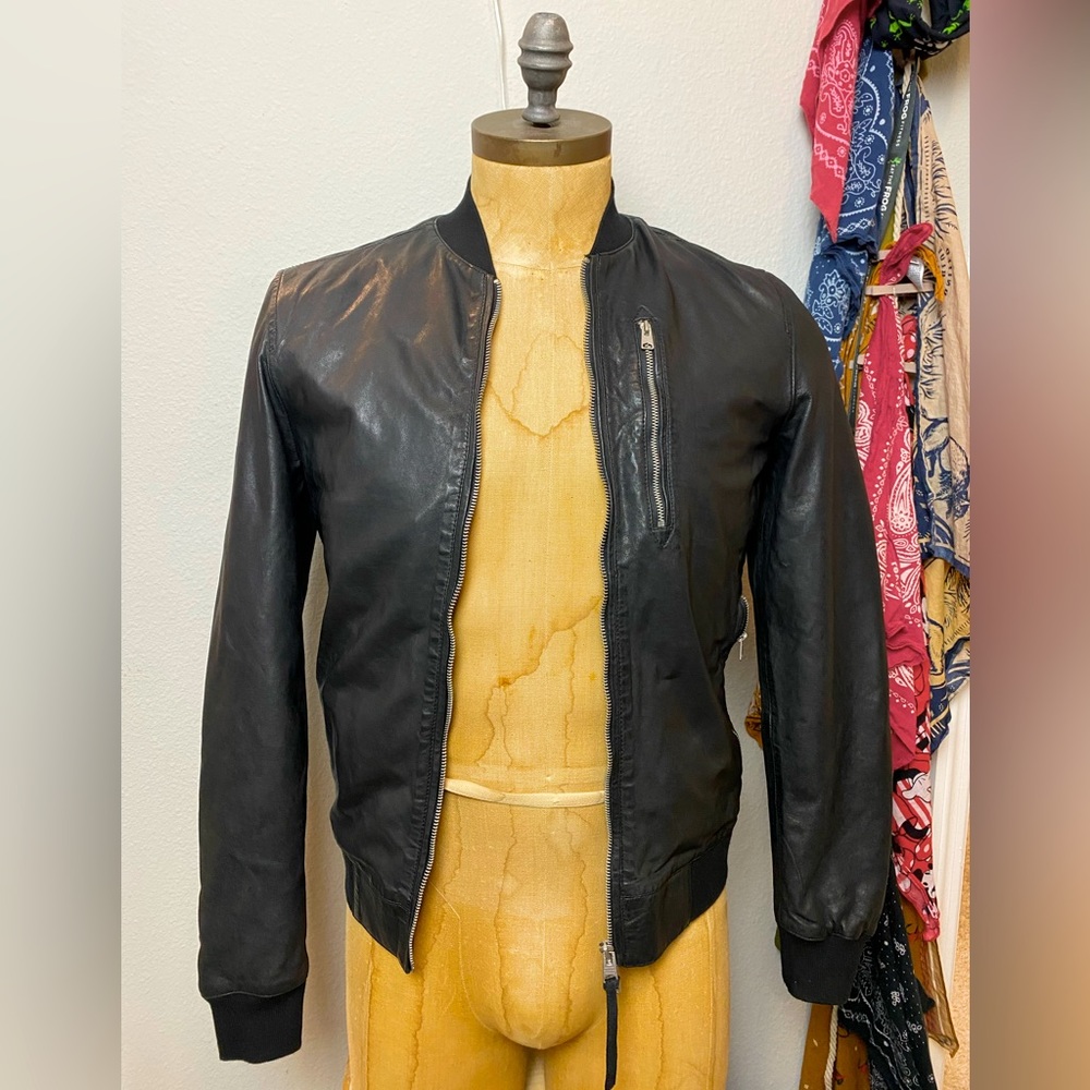 All Saints Leather Bomber Jacket